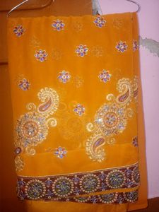 Orange Party Wear Saree With Blouse
