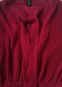 Maroon Tie-Neck Top