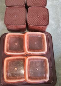 Vintage Square Food Containers - Set of 4