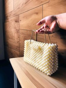 Pearl Beaded Clutch with Handle