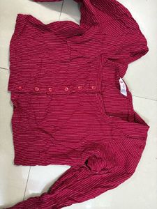 Red Sqaure Neck Cotton Top