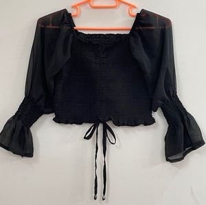Combo Deal: Black Crop Top &amp; Denim Skirt
