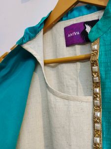 Kurti With Attached Shrug Studded