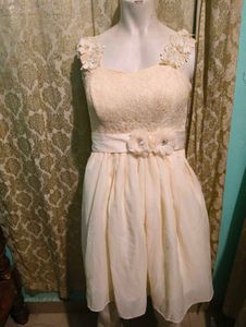 Elegant Cream Lace Party Dress