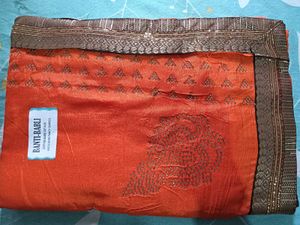 Elegant Orange Embellished Saree