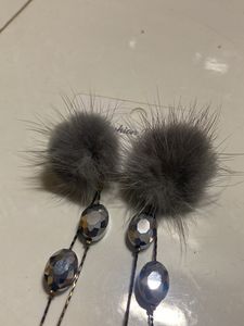 New Grey Furry Earrings