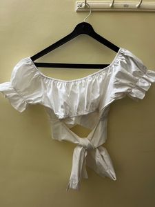 White Bow Tie Crop Top