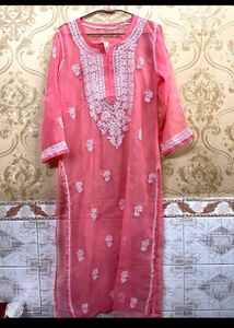 Elegant Peach Embroidered Kurta
