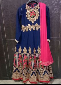 Heavy Gown Blue And Pink