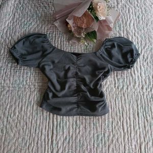Gray Puff Sleeve Top