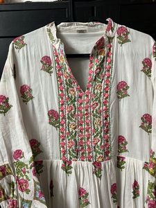 Floral Print Tiered Anarkali Dress