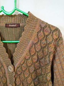 Vintage 70s Thick Cable knit Cardigan sweater