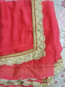 Heavy Pearl Border Work Saree For Wedding