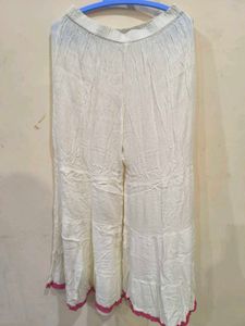 White Sharara Plazzo with Pink Trim
