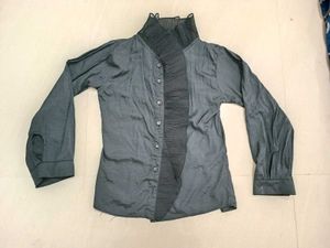 Black Ruffle shirt for women