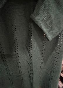 stretchable knitted green dress ripped pattern