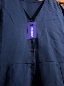 Navy Blue Button-Down Jumpsuit