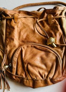 Mimco  Saas Tan Leather Sling Bag