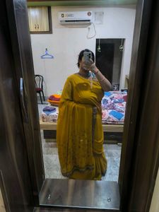 Vintage Mustard Heavy Work Saree