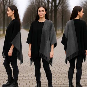 Stylish Black & Gray Fringed Shrugs