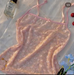 Pink Lace Cami Top