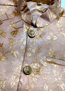 Elegant golden color kurta pajama jakat set for bo