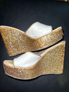 Glitter Platform Wedge Sandals