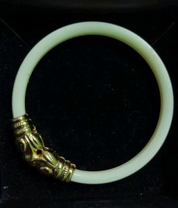 White And Acrylic Gold Bangle