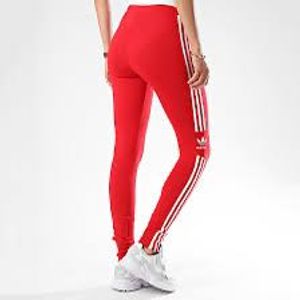 Adidas 3 Stripe Red Leggings