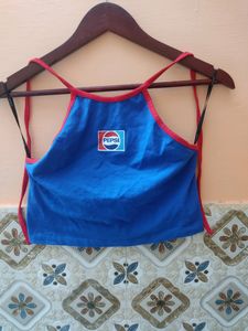 Forever 21 pepsi halter neck crop top for women