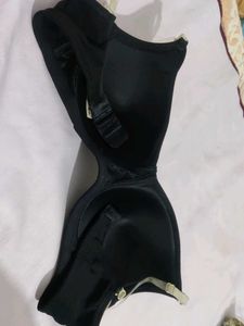 Black Cup Bra With Transparent Strips