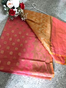 Elegant Pink & Gold Silk Zari Dupatta