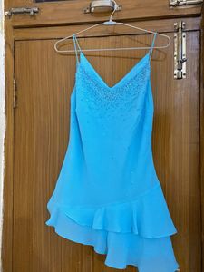 Aqua Blue Embellished top with cute bottom frill