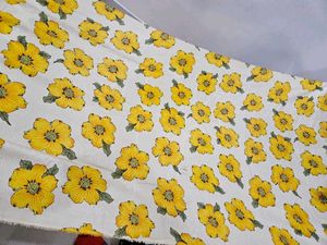 Floral print yellow Silk Fabric