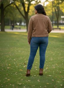 H&amp;M Women Brown Corduroy Trucker Jacket Si