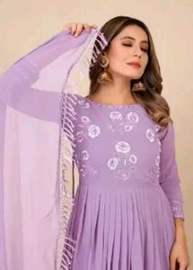 Lavender Anarkali Gown with Dupatta