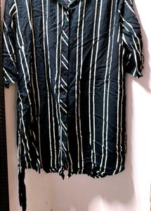 Button down long shirt with belt