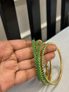Emerald Green &amp; Gold Bangles
