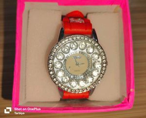 Red Watch With White Beeds