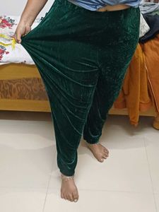 Green Velvet Plussize Pants