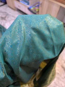 Elegant Teal &amp; Gold Saree