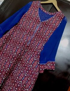 Blue &amp; Pink Orange Printed Kurti for 44 Bust