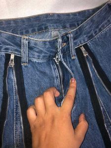 Zipper Detail Denim Jeans