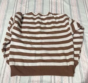 Striped Brown &amp; White Sweater