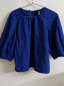 Blue Embroidered HaqobaTop