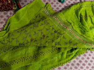 Heavy Green Embroidered Saree