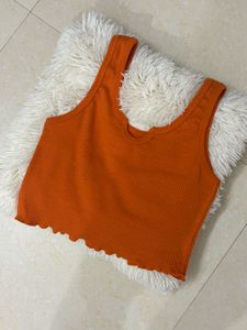 Orange Ribbed Tank Top