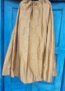 “Golden-Brown Long Skirt with Side Chain