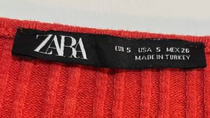 Zara Red Ribbed Top - Size S