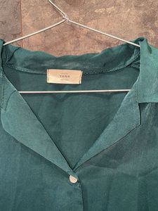 Green Satin Button-Down